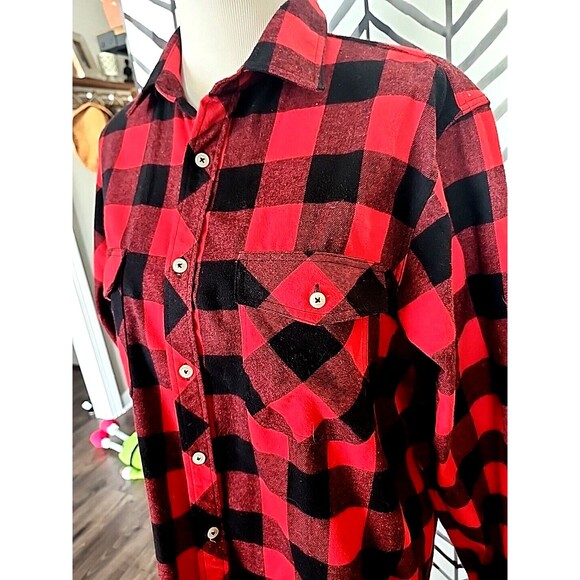 Men's Red Plaid Shirt Large Design‎ In Italy, Warm Thick Rockabilly Style - Picture 2 of 8